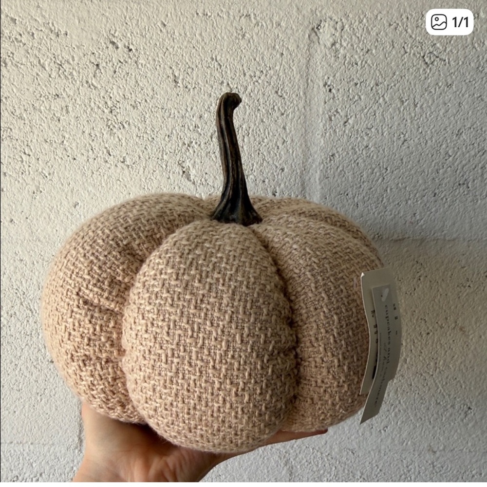 Cozy Tan Knit Pumpkin Decor